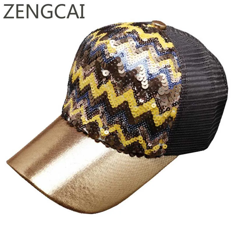 

Mesh Baseball Cap For Women Glitter Dad Hat Casual Snapback Hip Hop Caps Girls Weavs Sequins Trucker Hats Summer Sun Visor Cap