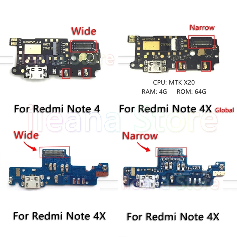 Для Redmi 4 4A PCB USB разъем порт плата FPC док-станция зарядный гибкий кабель для Xiaomi Redmi Note 4 4x Pro Prime Global