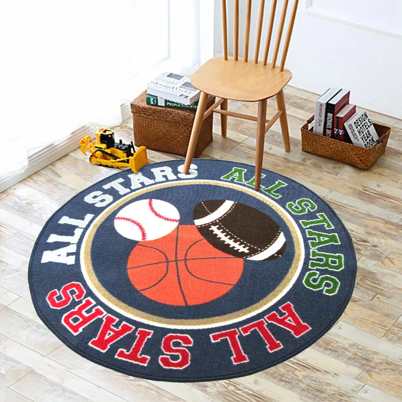 Круглый детский коврик со спортивными шариками, напечатанный ковер для детской спальни, круглый коврик для игр и ползанья 3" Диаметр Круглый напольный коврик