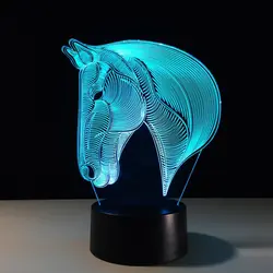 3D иллюзия визуальная лошадь 3D печать светодиодный ночник 7 цветов Изменение светодиодный настольная лампа Спальня украшение для дома с