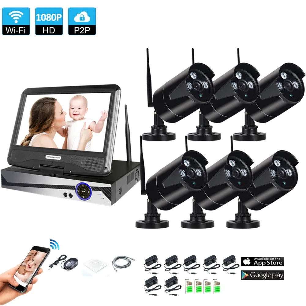 font b Wireless b font Surveillance System Network 10 1 LCD Monitor NVR Recorder Wifi