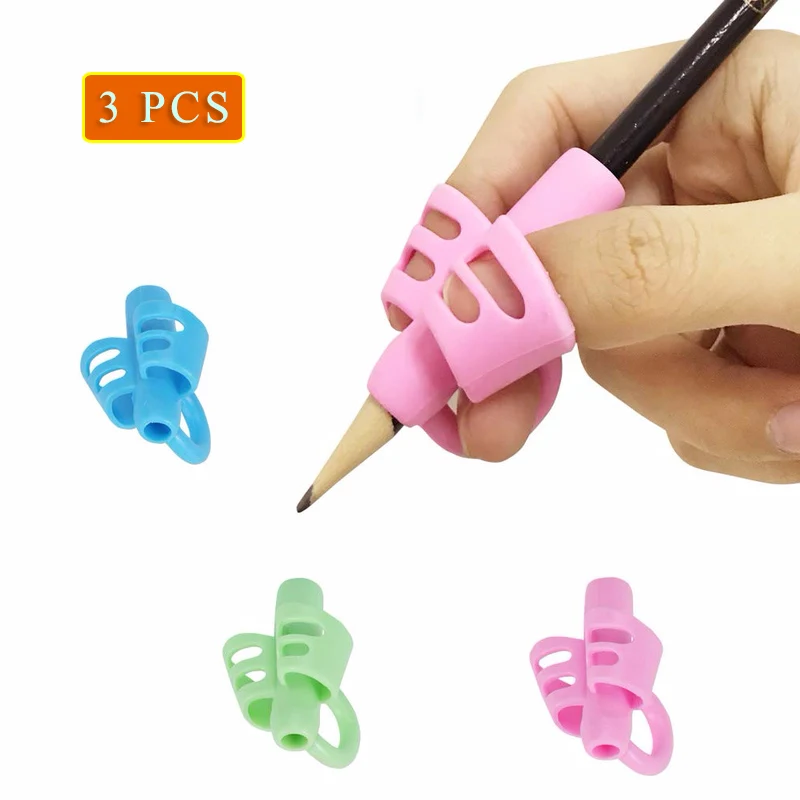 

New Two-Finger Grip Silicone Baby Learning Writing Tool Writing Pen Writing Correction Device Children Stationery Gift 3pcs