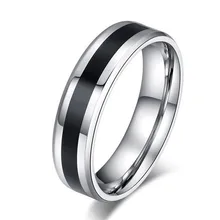 Anillos de acero inoxidable negro a rayas de moda para Mujeres Hombres pareja de anillos bisutería ancho 6mm precio de fábrica barato