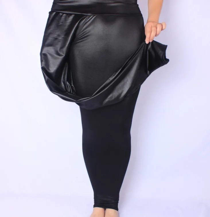 Plus Size Leggings for Women Big Size 5XL 6XL 7XL Black  Girls Spandex Clothing Faux Leather PU Leggings ouc088 fishnet leggings