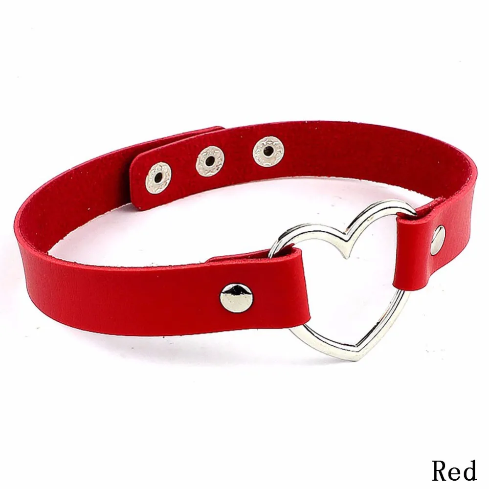 Leather Choker Heart Studded Spike Rivet Buckle Collar Necklace for Women Punk Gothic Sexy Punk Fashion #252909