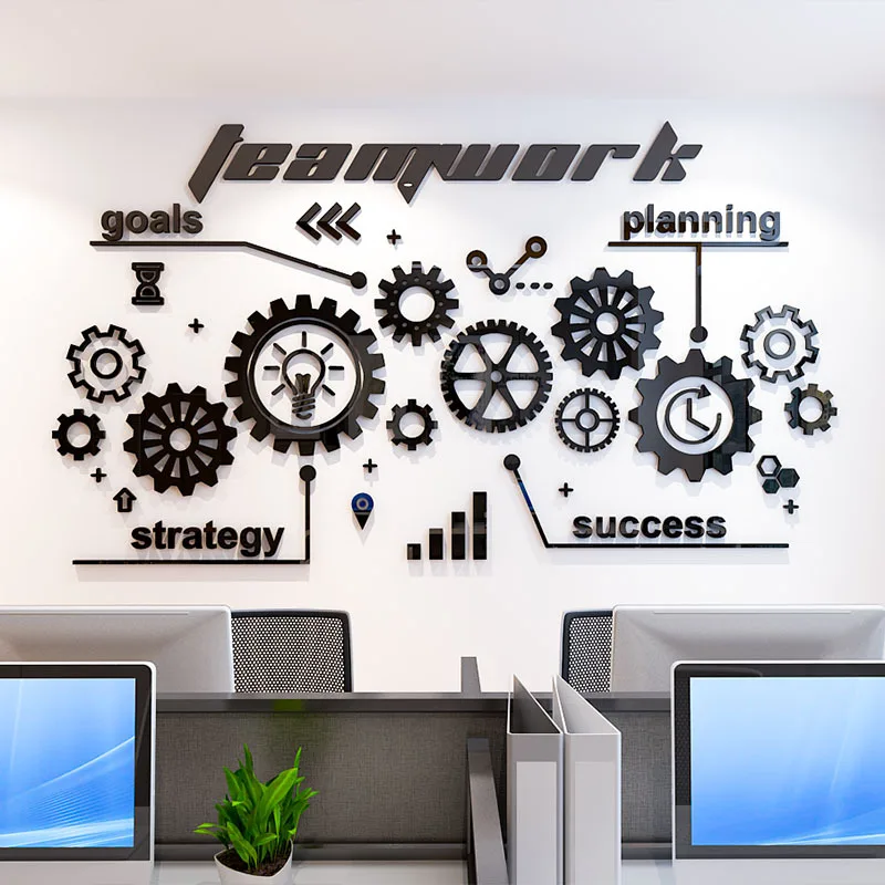 

Gear decoration Office wall sticker Acrylic 3d self-adhesive wall sticker Creative motivational stickers Corporate culture wall