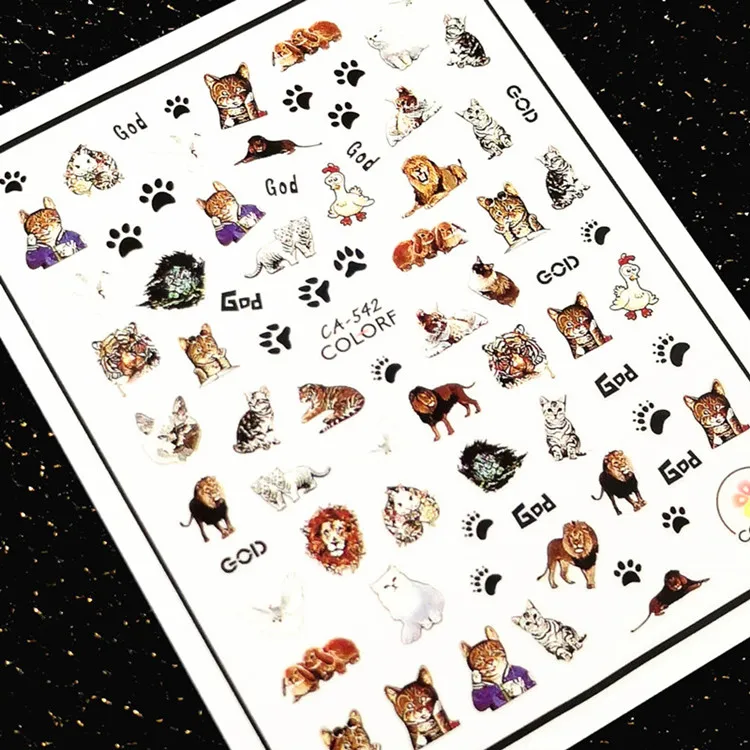 nail sticker lovely dogs and cue cats design nail decal CA-538 540 542 nail decoration tools - Color: 542