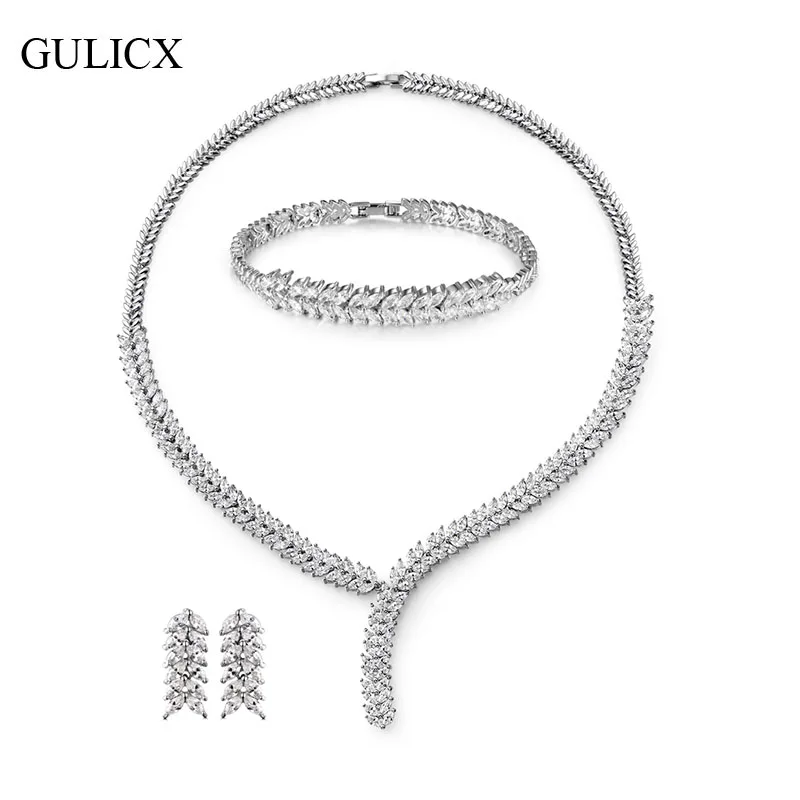 Женский комплект ювелирных изделий GULICX набор из кубического циркония в форме