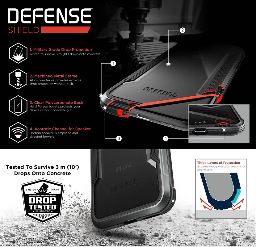 X-Doria Defense Shield чехол для телефона чехол для iPhone 7 8 Plus iPhone 7 Plus армированный военный алюминиевый противоударный металлический жесткий чехол