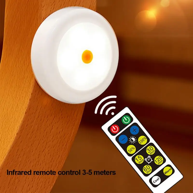 Wireless LED Puck Light Set with Dimmer and Timer Battery Powered Light with Remote Control Suitable for Kitchen Cabinet