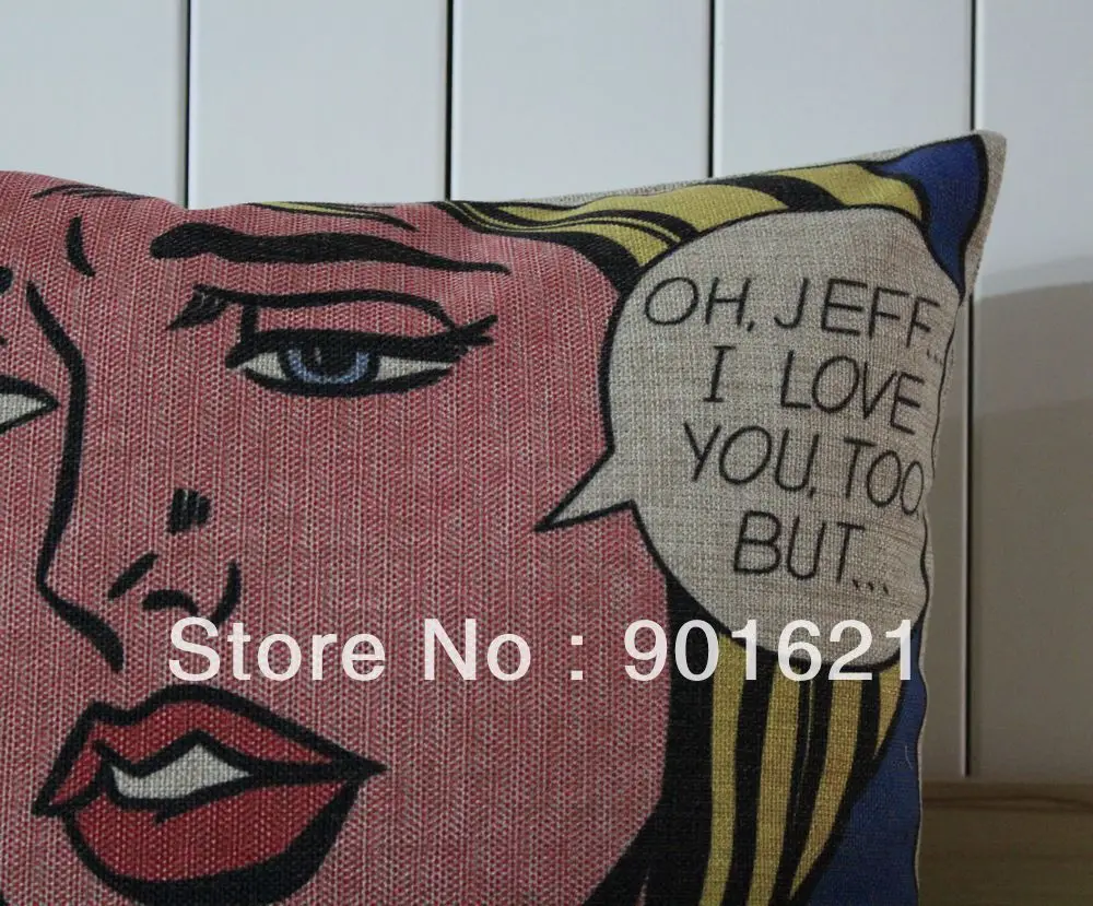 Free Shipping Roy Lichtenstein Pop Art Painting Oh Jeff I Love You Too Pattern Cushion Cover Home Decorative Throw Pillow Case Case Words Case Radiatorpillow Case Wholesale Aliexpress