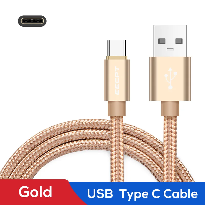 EECPT usb type-C кабель для Xiaomi mi 9 Красный mi Note 7 провод для быстрого заряда type-C кабель зарядного устройства для samsung S10 S9 Oneplus 6T - Цвет: Gold