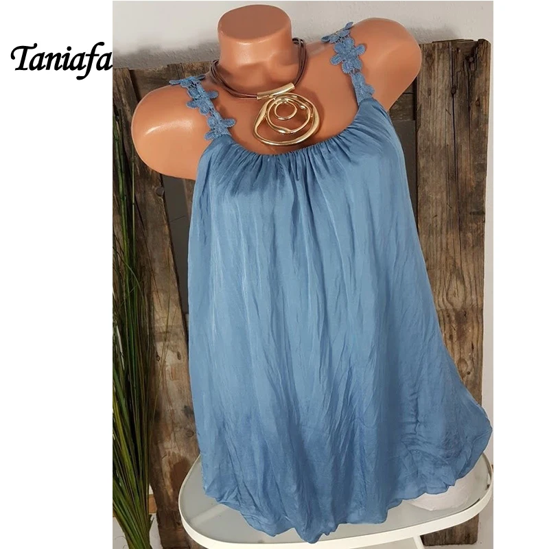 

TANIAFA Factory price Flower Strap Women Elegant Plus size 5XL Camis lace panel Floral Strapless dress for Women Top Chiffon