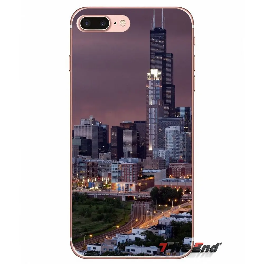 Мягкий ТПУ чехол для Huawei Honor 7X V10 6C V9 6A Play 9 Mate 10 Pro Y7 Y5 P8 P10 Lite Plus GR5 2017 Chicago City Aerial View
