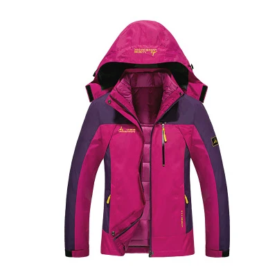 WOLFONROAD мужские и женские большие размеры 2 шт. куртки для спорта на открытом воздухе термальные пальто зимние походные куртки для кемпинга одежда альпинистская - Цвет: Women rose