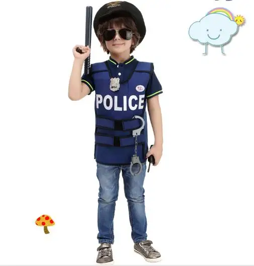

Halloween Costumes for Boys Cosplay Costume police vest boys police uniform Children Kids Performance Clothing