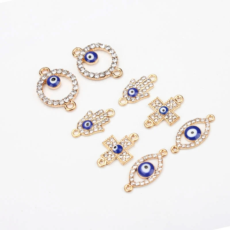 

10pcs/lot Lucky Evil Eye Pendent Four Types Evil Eye Diy Jewelry Accessories Charms Necklace Bracelet Connectors & Bails