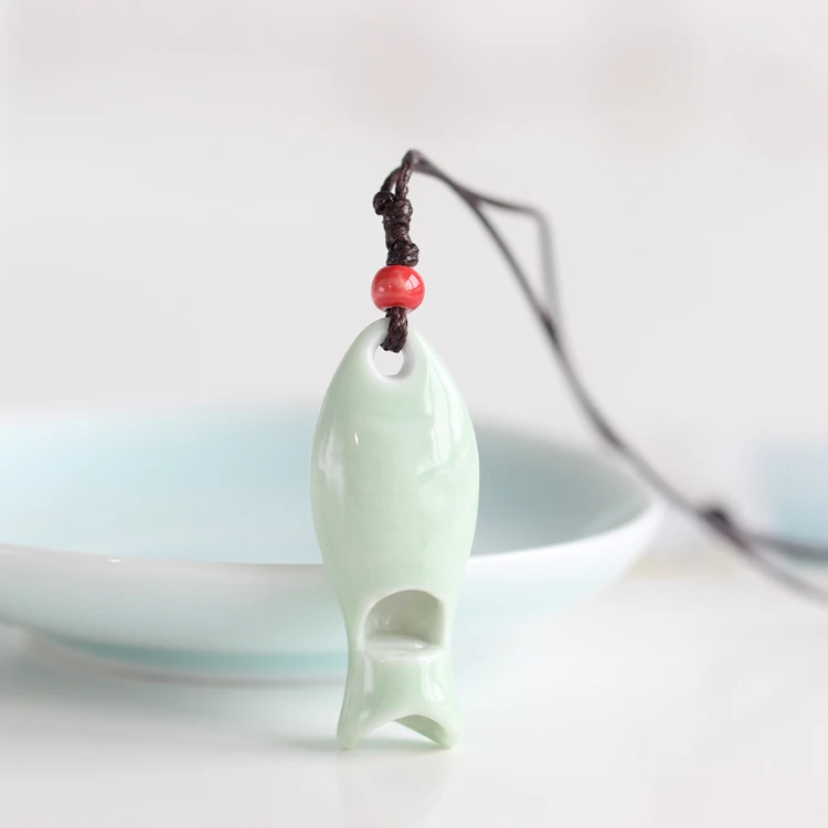 

Fish whistle vintage ceramic beads women necklace ethnic jewelry amusing rope chain Bar necklaces