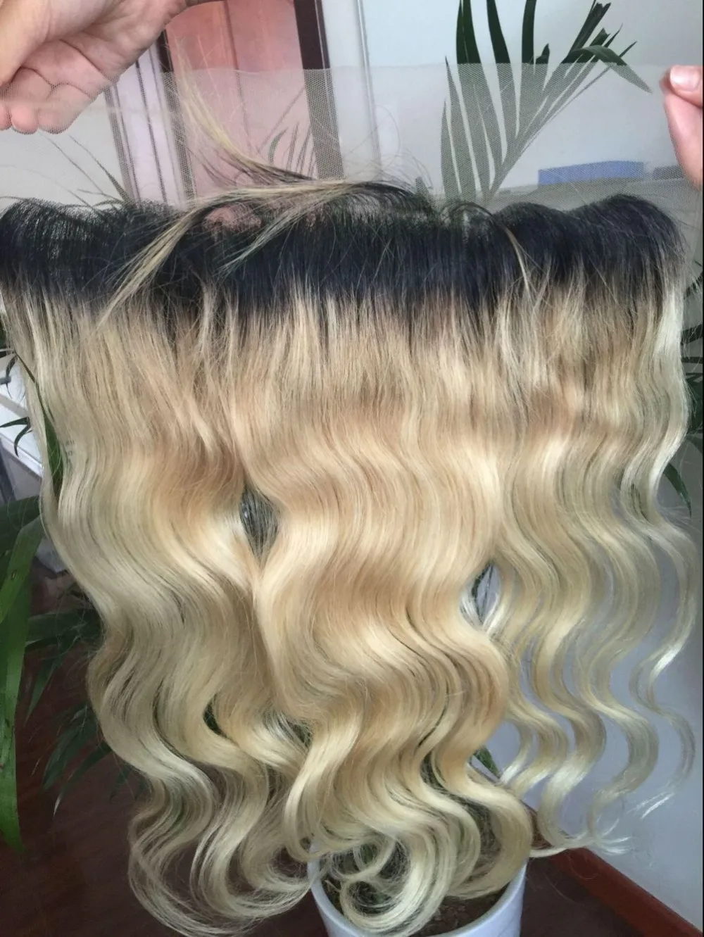 13x4 Ombre Lace Frontal Closure Brazilian Body Wave Dark Root Blonde