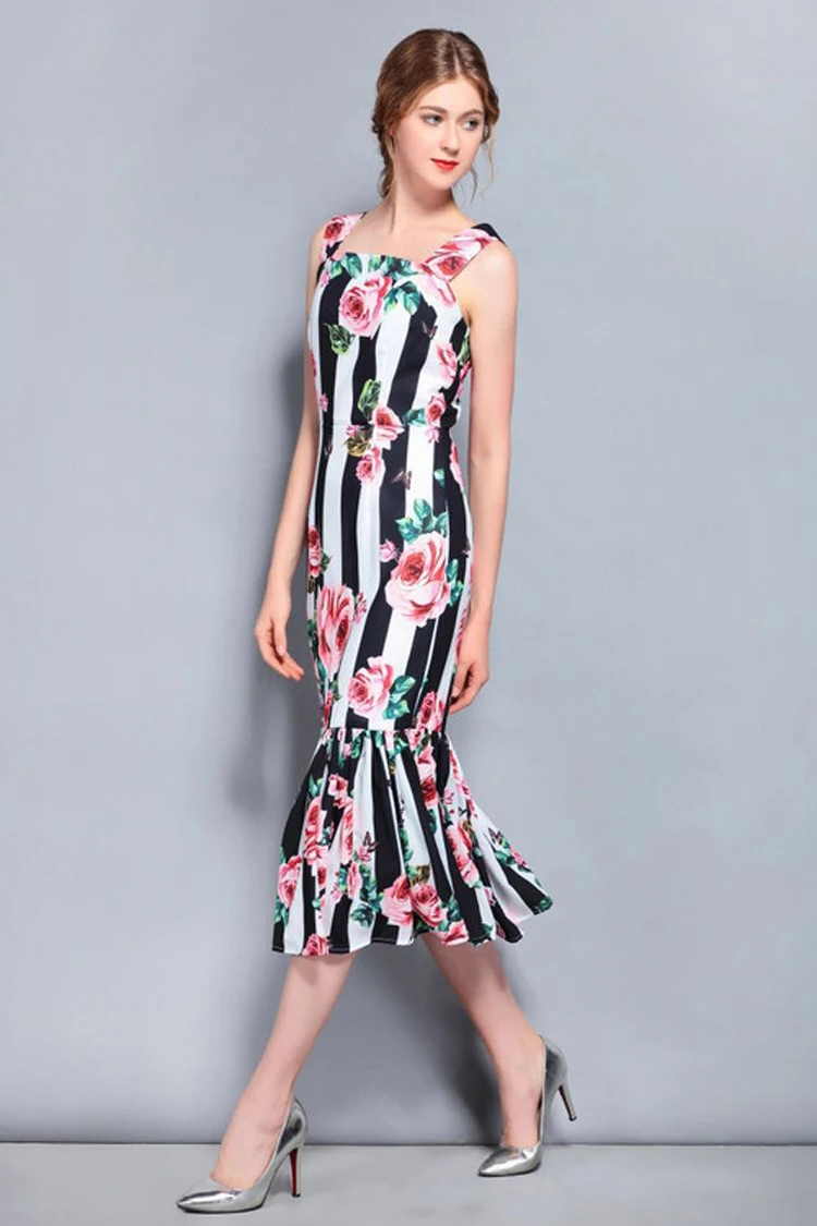 Black and white stripes strap dress (10)