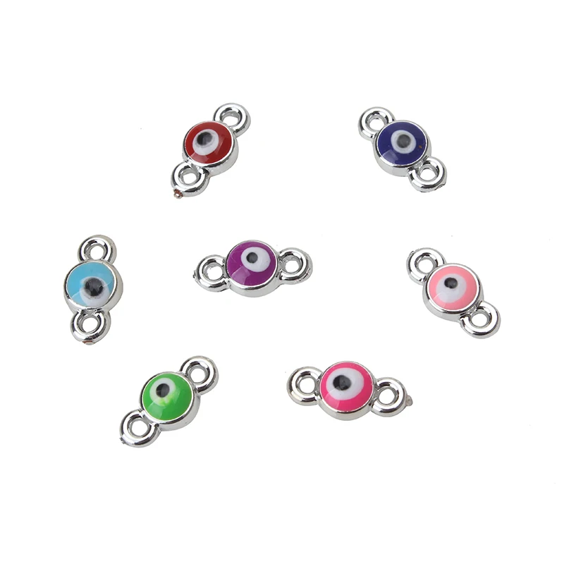 

20pcs/lot 14*7mm Colorful Evil Eye Beads Connector Bracelet Necklace Accessories For Diy Women Jewelry Finding