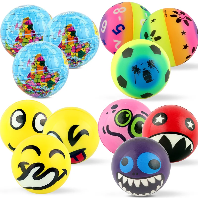 

1Pc Funny Emoji Monster Faces Squeeze Squishy Ball Earth World Map PU Foam Bouncing Ball Stress Relief Toy Balls Brinquedos