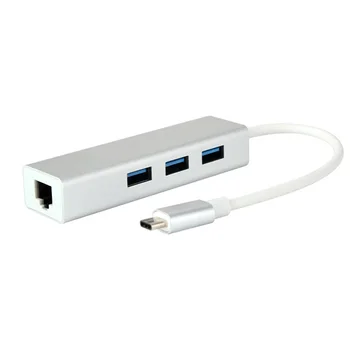 

3 Ports USB 3.0 Hub USB 3.1 Type-C Male To 10/100/1000Mbps Gigabit Ethernet LAN Network Card RJ45 Adapter For Macbook