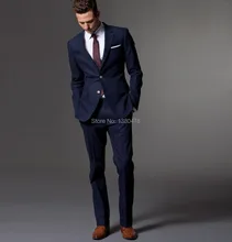 Custom Made MEN SUITS, TAILOR MADE DARK BLUE MEN’S WEDDING TUXEDOS FOR MEN, SLIM FIT BLUE MEN SUITS JacketPantsTiePocket Square