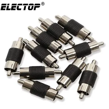 

Electop 10pcs/lot Video Adapter New Nickel RCA AV Male to Male Connector M/M Joiner Coupler Plug Audio Adapter Connector