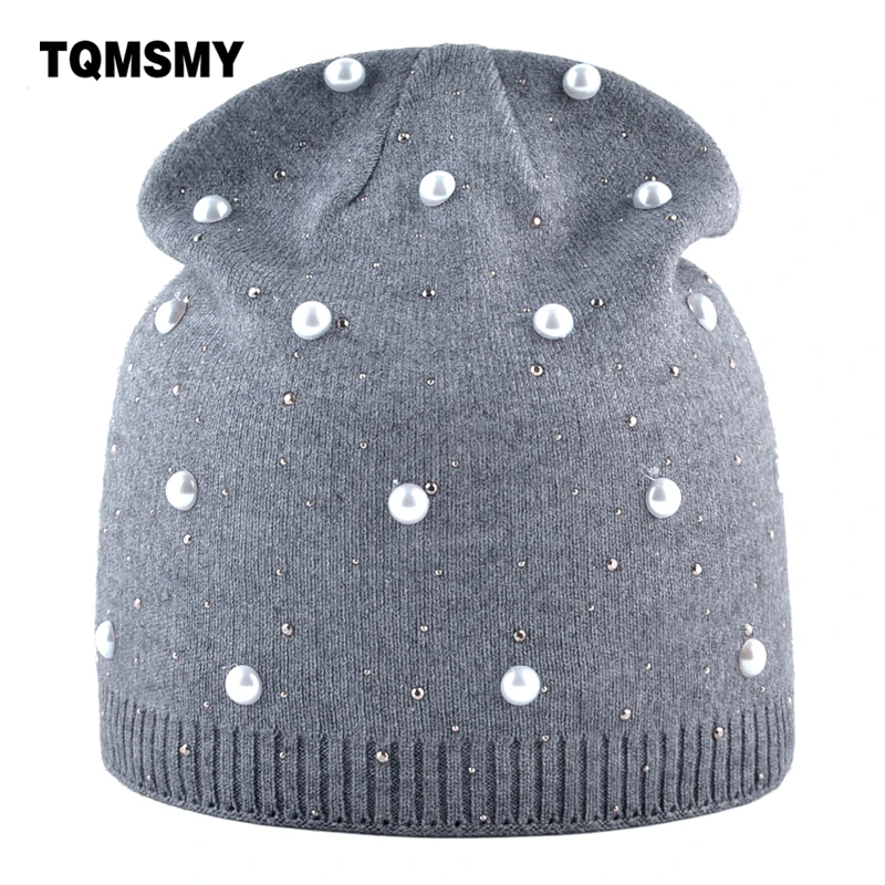 Модная жемчужная шапка, вязаные шерстяные шапочки, женская зимняя шапка, Повседневная шапка skullies для девушек, тюрбан, шапки из мягкой кости для женщин, gorros