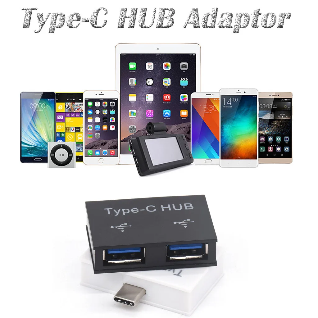 USB usb-хаб 2в1 type-C на 2 порта зарядное устройство концентратор адаптер для смартфона или компьютера сплиттер ПК Компьютерные аксессуары