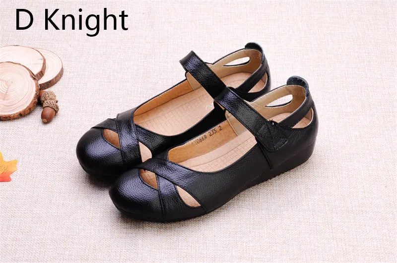 2018 Summer Shoes Women Genuine Leather Flat Sandals Comfortable Soft Hollow Hole Casual Mary Janes Ethnic Women's Shoes Sandals (1)