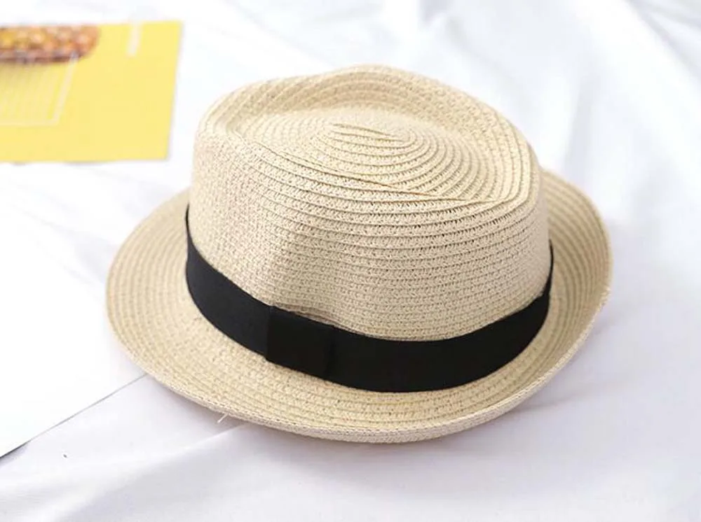 white fedora hat XEONGKVI Korean Pure Color Flanging Parent-child Fedora Hat SpringSummer Straw Hats For Men Boy fashion Women Jazz Cap short brim fedora