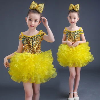 

Sequin Latin Salsa Cha Cha Ballroom Dance Competition Costume Ballt Dress For Girls Princess Dress Cheerleading Clothes Wear