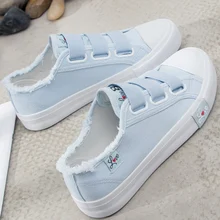 Sneakers Canvas shoes for Women fashion 2019 Solid Superstar Hook Loop Vulcanize shoes Girls Zapatillas mujer