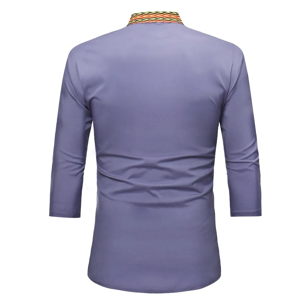 2018 African Promotion Real Men Robe Africaine National Wind Of Printing V-neck 7 Minutes Of Sleeve T-shirt (4)