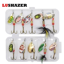 10 pçs/lote LUSHAZER colher de pesca iscas spinner bait 2.5-4g pesca wobbler iscas spinnerbait isca artificial livre com caixa de metal(China)