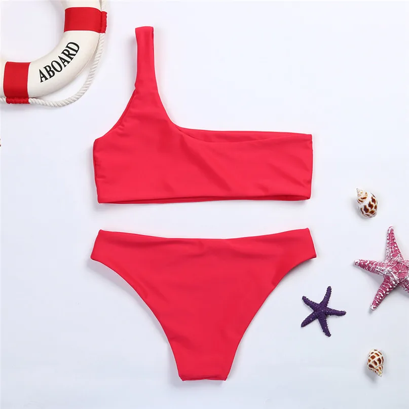One-shoulder split bikini swimsuit (1)