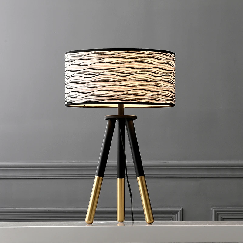 

Nordic simple retro art stripes table lamps for living room Led Bed lamp bedside light table light lamps Tafellamp bedroom