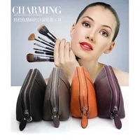 2016 Vintage Make Up Cosmetic Bag women bag Toiletries Pouch Travel Multifunction genuine leather Bag women hand bag band