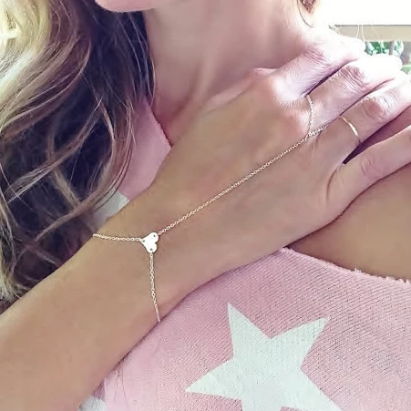 Новинка, модная цепочка на палец в форме сердца, кольцо на палец, ручная цепочка для женщин, богемный стиль, цепочка на палец, браслеты, 3B212