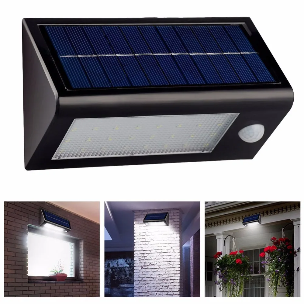 Image 20 LED Solar Power Outdoor PIR Motion Sensor Waterproof Garden Yard Lamp Super Bright Garage Security Door Wall Light