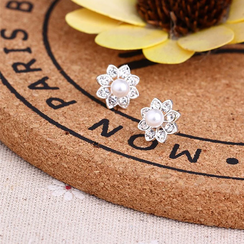 New Fashion Exquisite Stud Earrings Cute Cherry Star Crown Crystal Imitation Pearl For Women Piercing Jewelry Brincos Gift