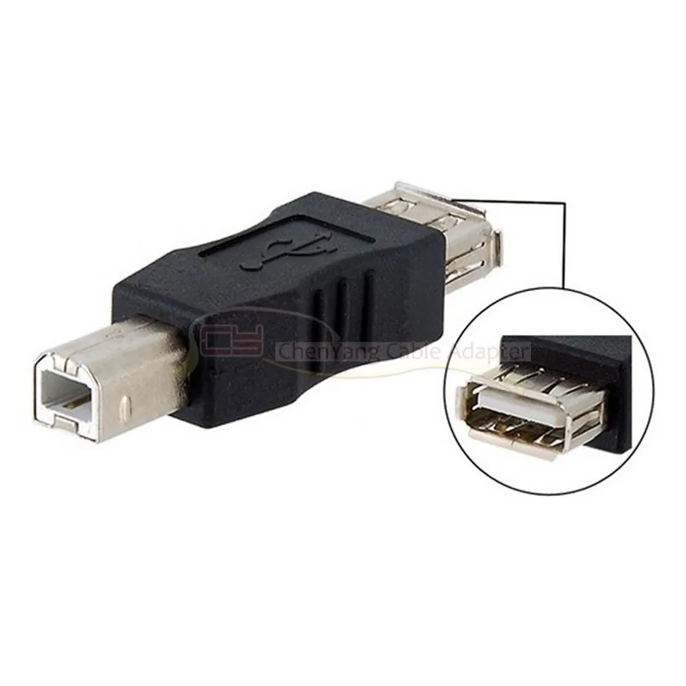 

USB 2.0 A Female to B Male Adapter Connector AF to BM Converter Mini Portable Black Adapter for PC Computer Phone Printer