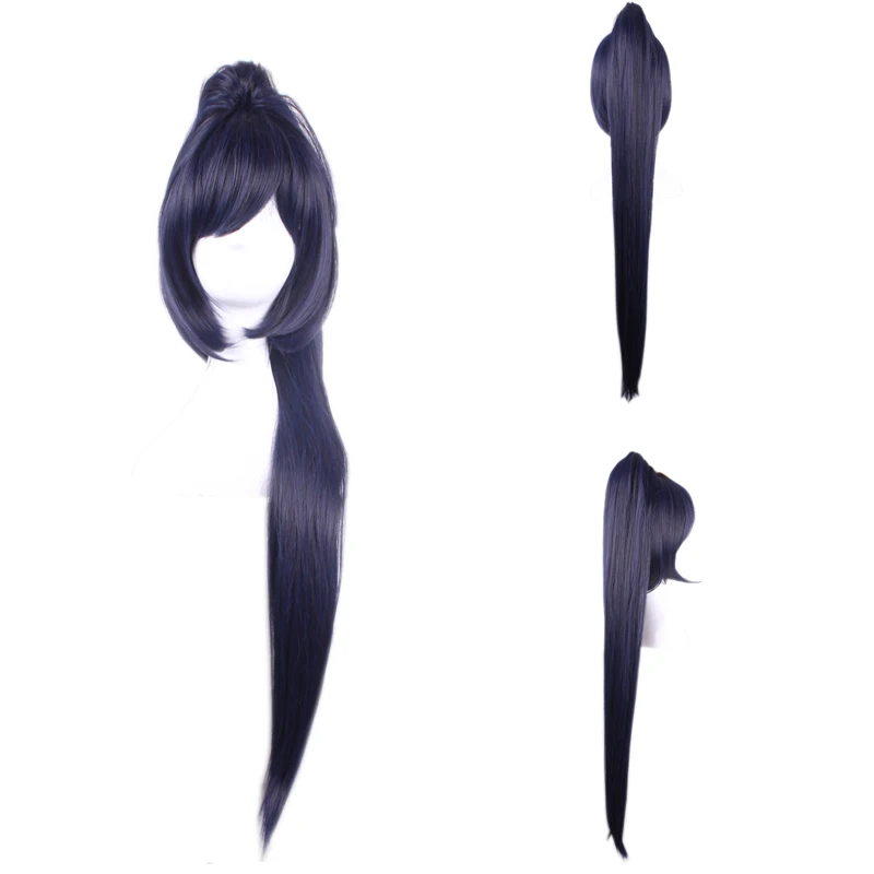 

japanese anime wigs synthetic wigs firefly onmyouji harajuku long navy blue wig cosplay straight hair heat resistant cos wig