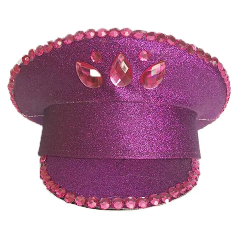 

British Performance Cap Rose Red Bright Sequin Military Cap Stage Dance Show Hat Cosplay Party Sequin Slice Hat Patch Men Women