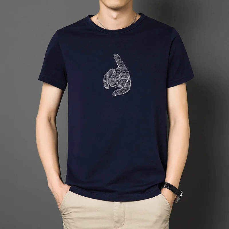 Футболка с 3D принтом летняя семейная одежда для мужчин и женщин модные короткие однотонные мужские футболки с круглым вырезом размера плюс 4XL, футболки - Цвет: ZH07-Navy