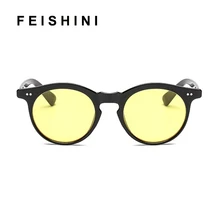 Feishini RED Lens male Brand Classic Sunglasses Women Oval Decorative Pattern Vintage Yellow Mirror Punk Sunglass Men Feishini RED Lens male Brand Classic Sunglasses Women Oval Decorative Pattern Vintage Yellow Mirror Punk Sunglass Men