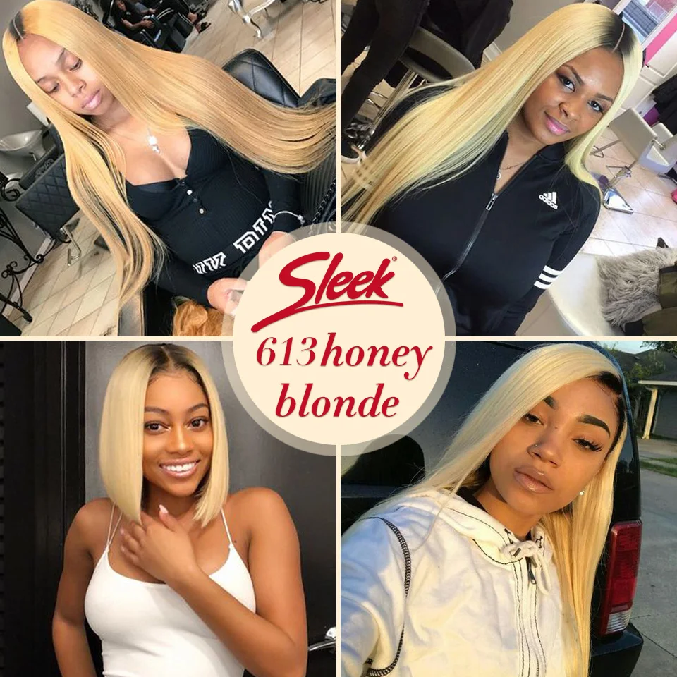Sleek 613 Blonde Hair Weaves Straight Brazilian Hair Bundles 100% Honey Straight Remy Hair Extensions 10 to 30 Inches Sleek 613 Blonde Hair Weaves Straight Brazilian Hair Bundles 100% Honey Straight Remy Hair Extensions 10 to 30 Inches