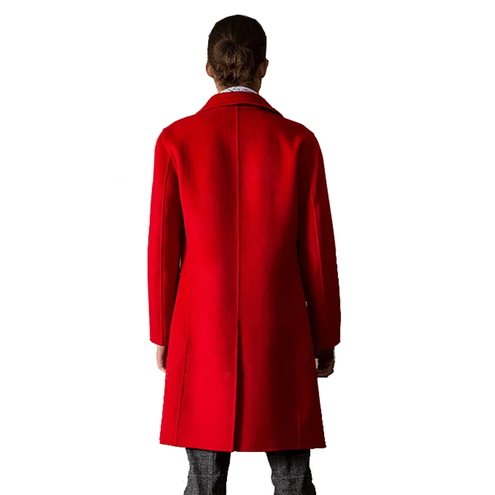 Automne Outwear Cachemire Double Formelle Tranchée Réel Veste Hiver Gris Hommes Rouge Couleur Mâle Longue Manteau Face Véritable Laine Style pUzMqVS